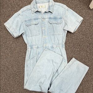 We The Free Light Blue Denim Overalls